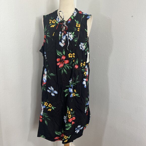 Old Navy Dress Womens Extra Large Floral Empire Waist Lace Up Sleeveless - Picture 1 of 13